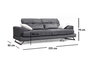 Atelier Del Sofa Sofá de 3 Plazas Antracita 225x92x79 cm